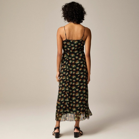 New JCREW Size 4 Flutter Wrap Dress in Sunburst Floral Black Multi $168 CD333 - Picture 3 of 5